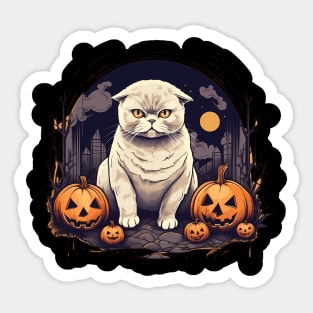 Scottish Fold Cat Halloween, Cat Lover Sticker